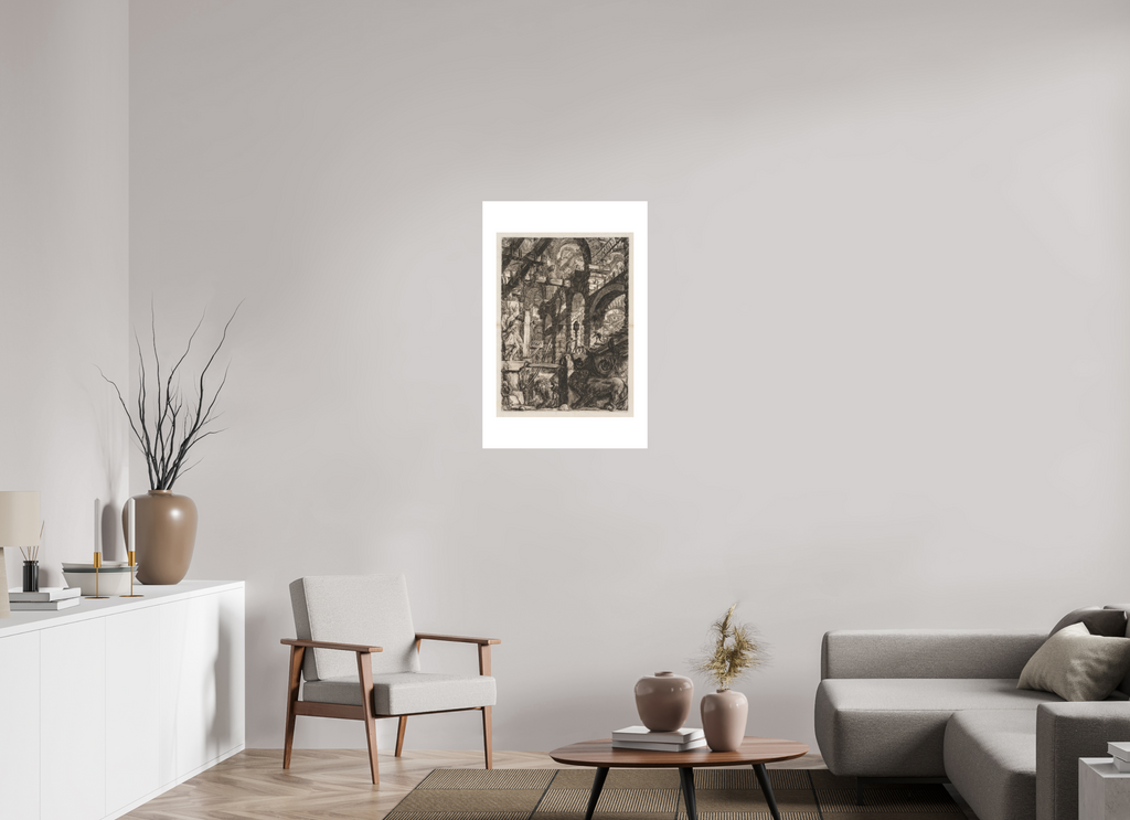 24 x 36″, Exhibition Fine Art Print - Hahnemuhle Photo Rag - 24 x 36 Piranesi / The Prisons: A Perspective of Roman Arches, with Two Lions Carved in Relief on Stone Slabs in the Foreground — Exhibition Print - 24 x 36